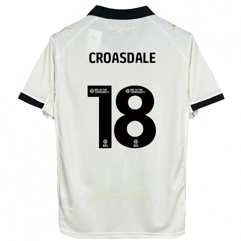 Danxen Bambino Maglia Ryan Croasdale #18 Bianco Sporco Nero Kit Gara Home 2025/26 Maglietta
