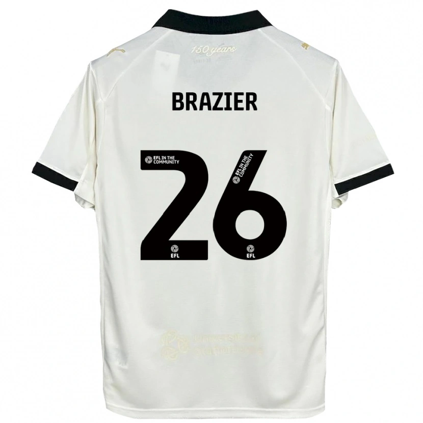 Danxen Bambino Maglia Liam Brazier #26 Bianco Sporco Nero Kit Gara Home 2025/26 Maglietta