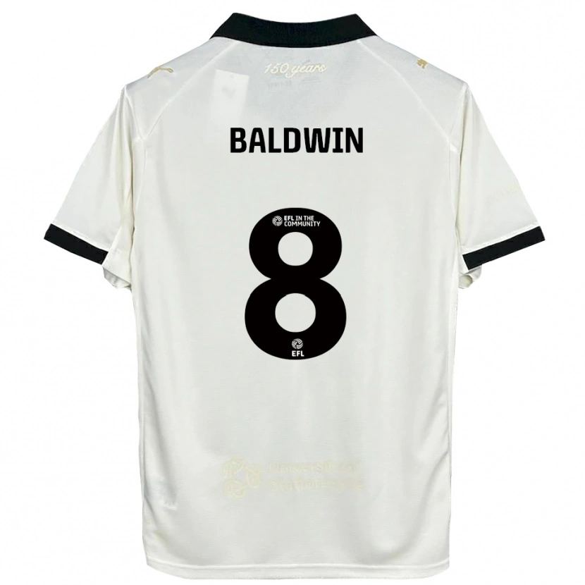 Danxen Bambino Maglia Meg Baldwin #8 Bianco Sporco Nero Kit Gara Home 2025/26 Maglietta