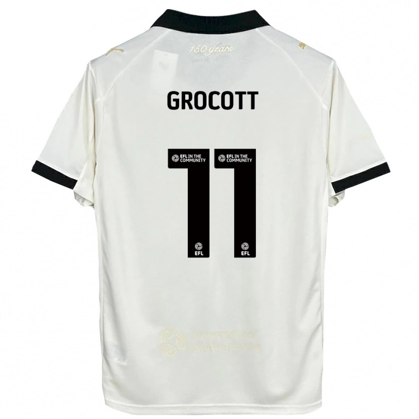 Danxen Bambino Maglia Olivia Grocott #11 Bianco Sporco Nero Kit Gara Home 2025/26 Maglietta