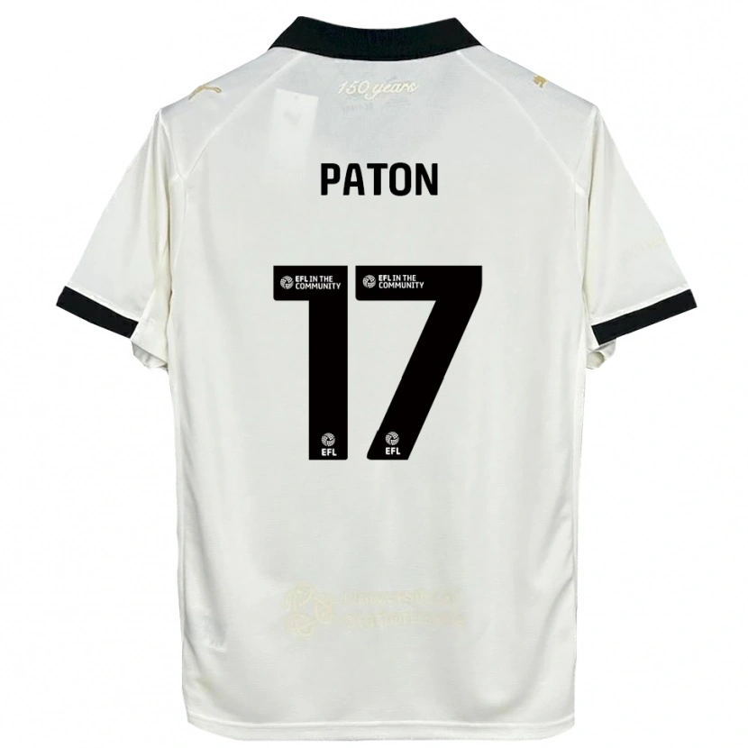 Danxen Bambino Maglia Ruari Paton #17 Bianco Sporco Nero Kit Gara Home 2025/26 Maglietta