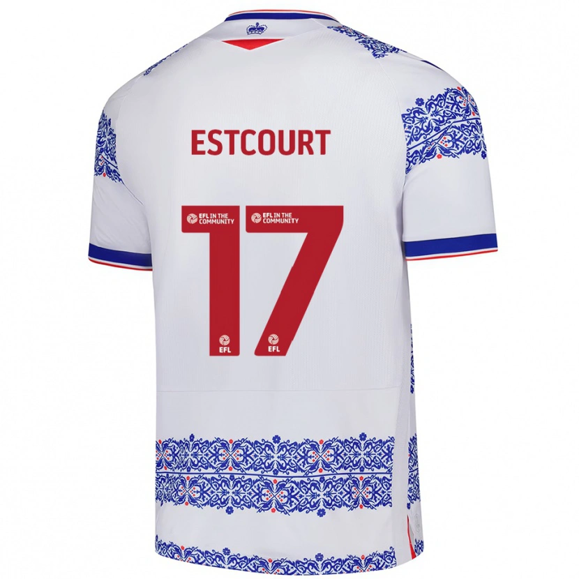 Danxen Bambino Maglia Charlie Estcourt #17 Bianco Blu Kit Gara Home 2025/26 Maglietta
