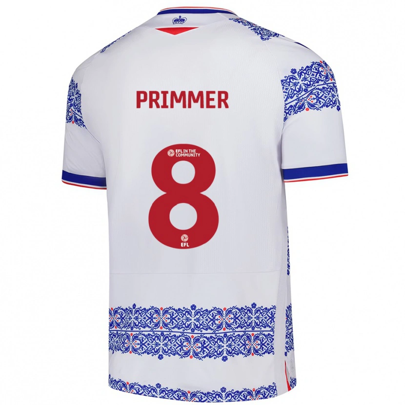 Danxen Bambino Maglia Tia Primmer #8 Bianco Blu Kit Gara Home 2025/26 Maglietta