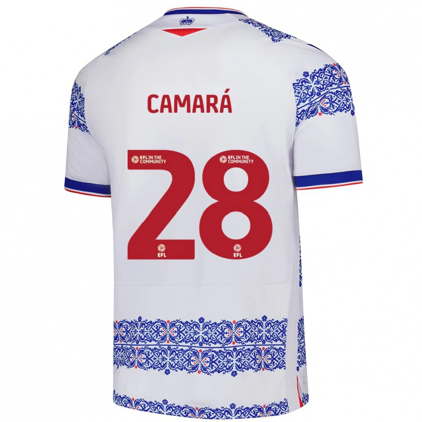 Danxen Bambino Maglia Mamadi Camará #28 Bianco Blu Kit Gara Home 2025/26 Maglietta