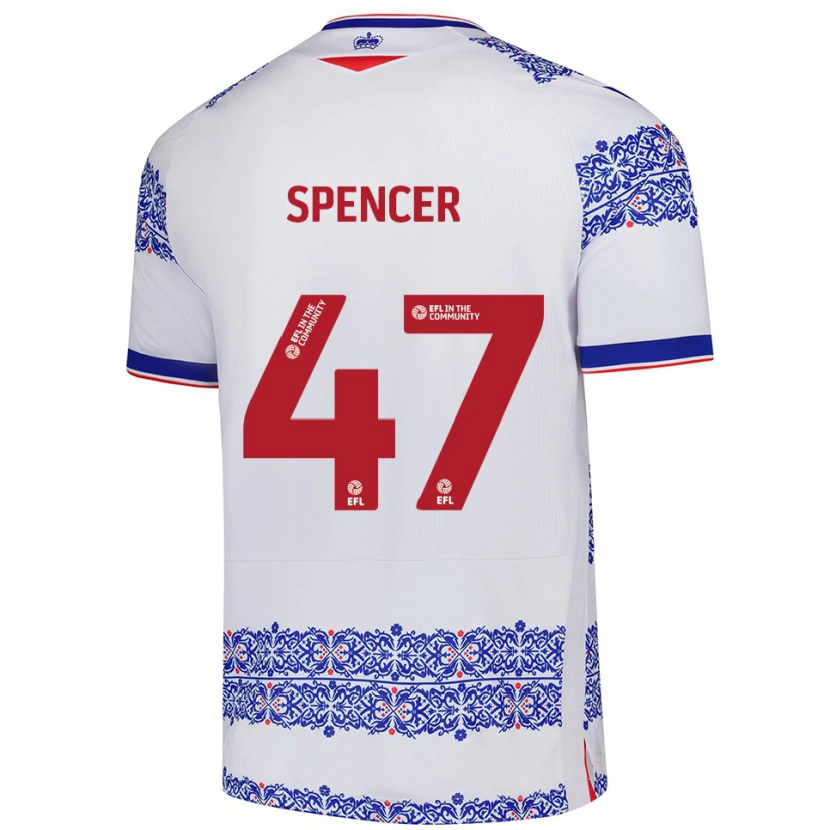 Danxen Bambino Maglia Shay Spencer #47 Bianco Blu Kit Gara Home 2025/26 Maglietta