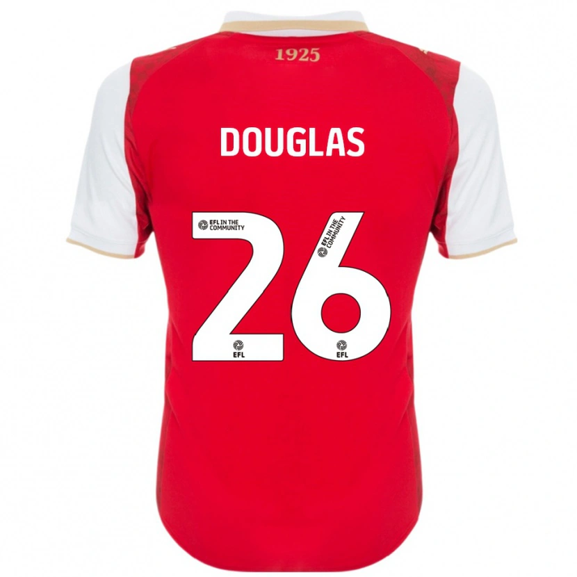 Danxen Bambino Maglia Hamish Douglas #26 Rosso Bianco Kit Gara Home 2025/26 Maglietta