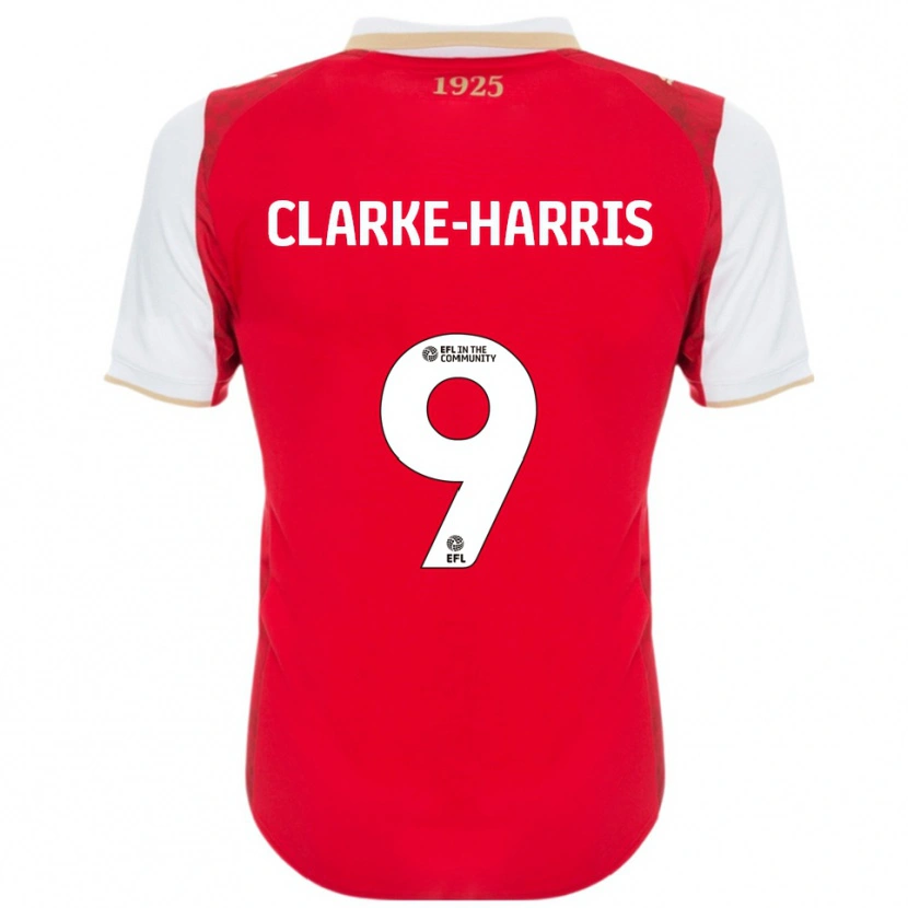 Danxen Bambino Maglia Jonson Clarke-Harris #9 Rosso Bianco Kit Gara Home 2025/26 Maglietta
