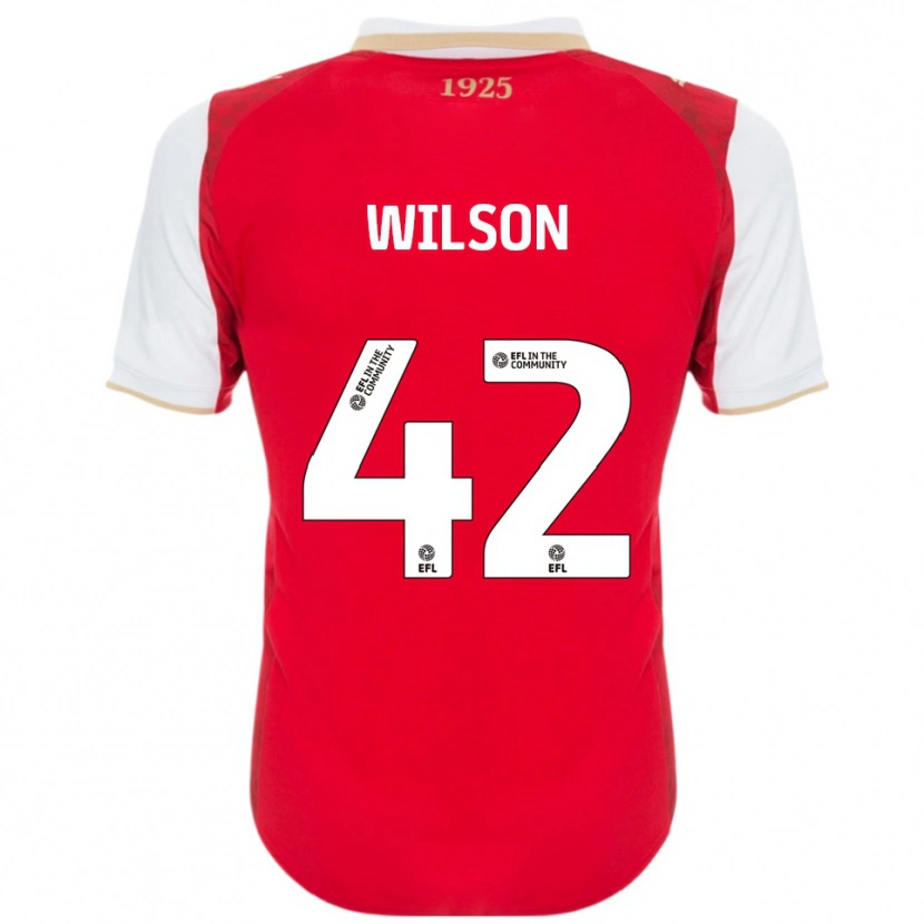 Danxen Bambino Maglia Reece Wilson #42 Rosso Bianco Kit Gara Home 2025/26 Maglietta