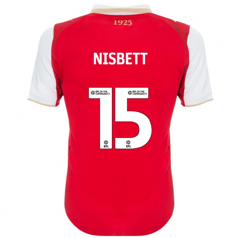 Danxen Bambino Maglia Kanye Nisbett #15 Rosso Bianco Kit Gara Home 2025/26 Maglietta