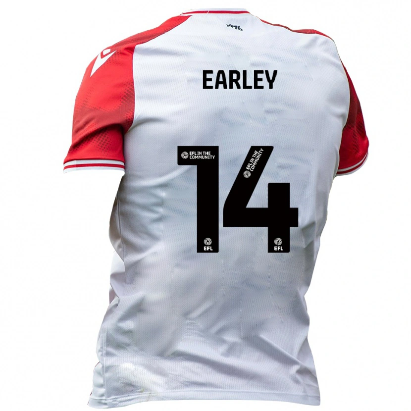Danxen Bambino Maglia Saxon Earley #14 Bianco Rosso Kit Gara Home 2025/26 Maglietta