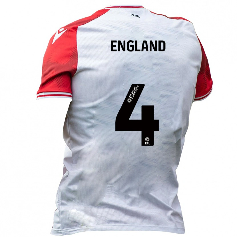 Danxen Bambino Maglia Riley England #4 Bianco Rosso Kit Gara Home 2025/26 Maglietta