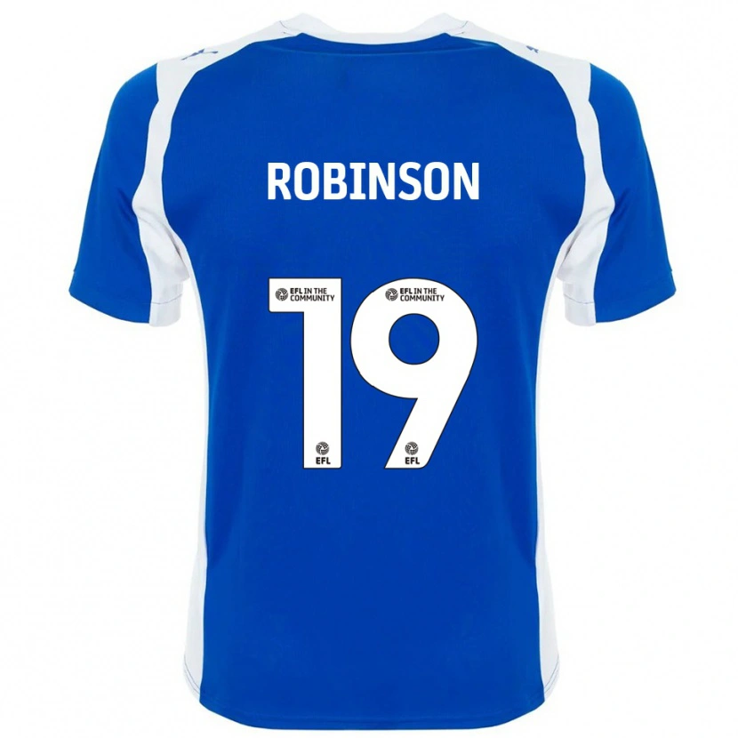 Danxen Bambino Maglia Luke Robinson #19 Blu Bianco Kit Gara Home 2025/26 Maglietta