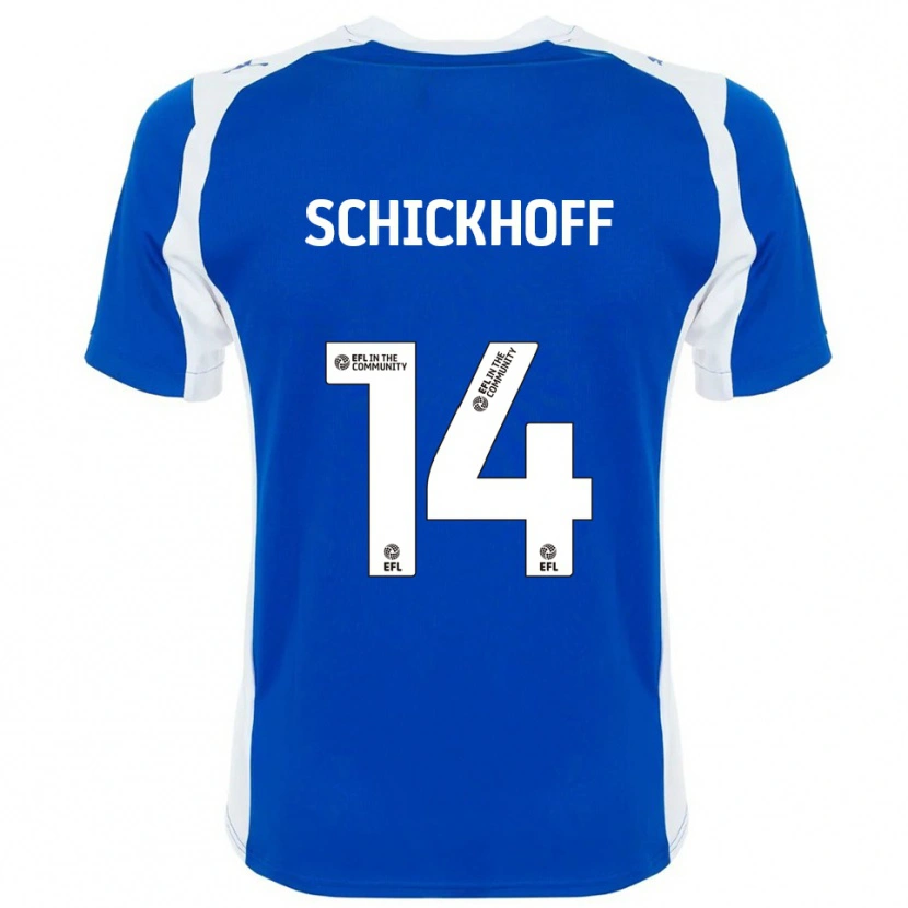 Danxen Bambino Maglia Ella Schickhoff #14 Blu Bianco Kit Gara Home 2025/26 Maglietta