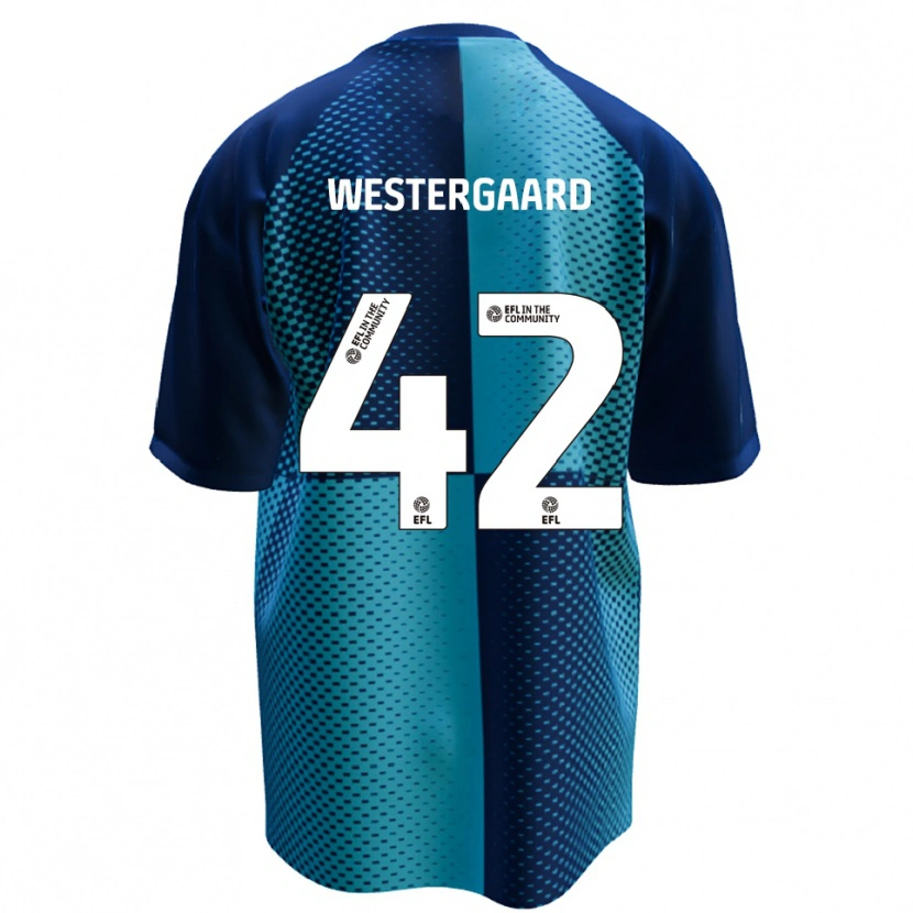 Danxen Bambino Maglia Magnus Westergaard #42 Blu Azzurro Kit Gara Home 2025/26 Maglietta