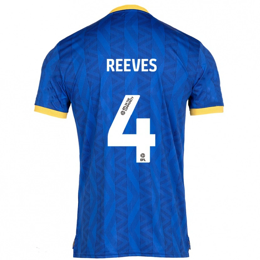 Danxen Bambino Maglia Jake Reeves #4 Blu Navy Giallo Kit Gara Home 2025/26 Maglietta