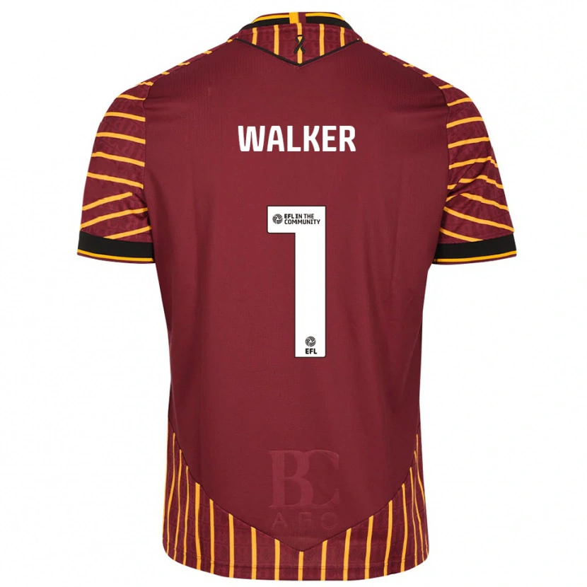 Danxen Bambino Maglia Sam Walker #1 Arancione Bordeaux Kit Gara Home 2025/26 Maglietta