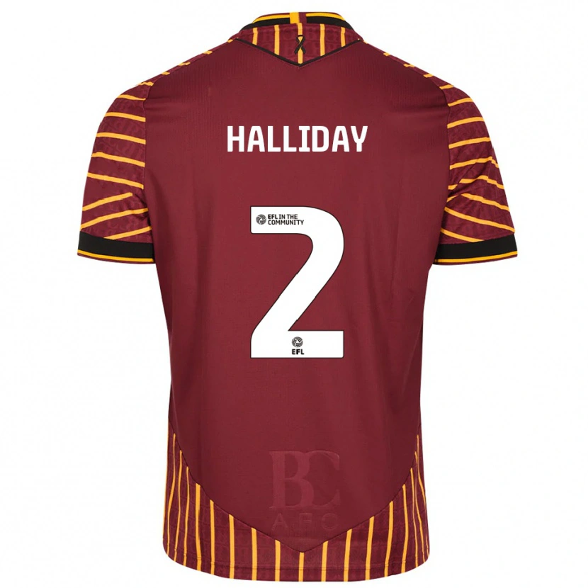 Danxen Bambino Maglia Brad Halliday #2 Arancione Bordeaux Kit Gara Home 2025/26 Maglietta