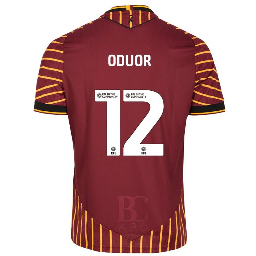 Danxen Bambino Maglia Clarke Oduor #12 Arancione Bordeaux Kit Gara Home 2025/26 Maglietta