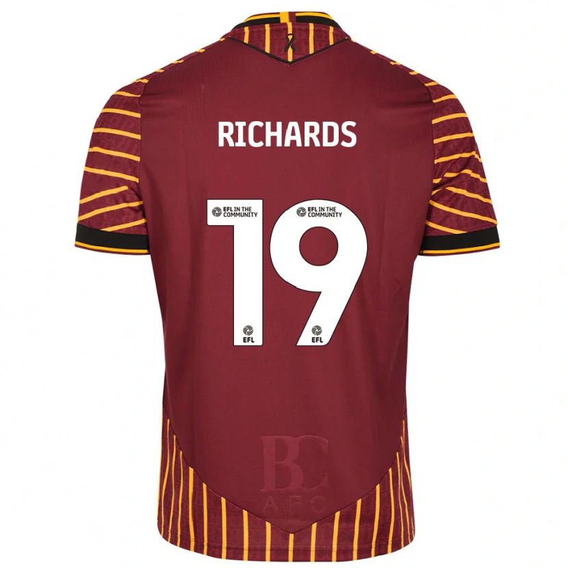 Danxen Bambino Maglia Lewis Richards #19 Arancione Bordeaux Kit Gara Home 2025/26 Maglietta