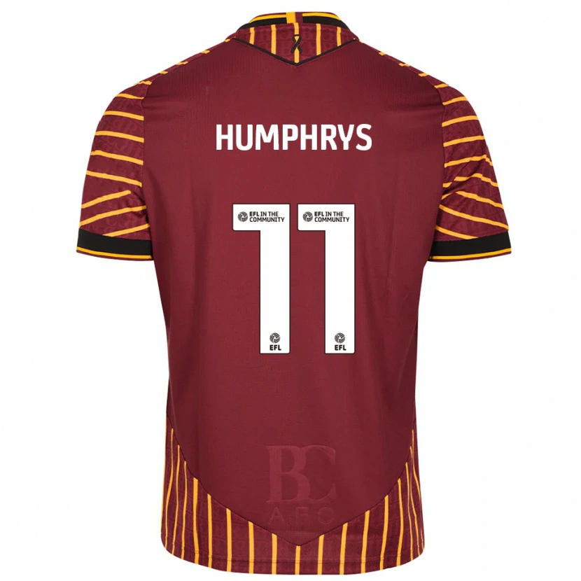 Danxen Bambino Maglia Stephen Humphrys #11 Arancione Bordeaux Kit Gara Home 2025/26 Maglietta