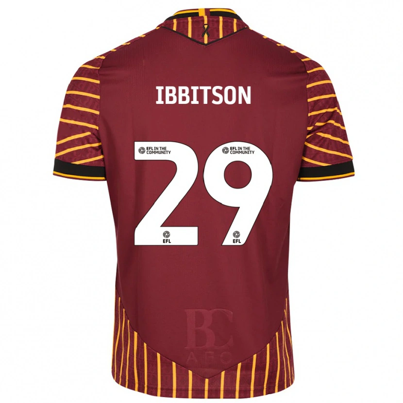 Danxen Bambino Maglia Harry Ibbitson #29 Arancione Bordeaux Kit Gara Home 2025/26 Maglietta