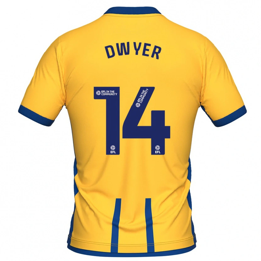 Danxen Bambino Maglia Dom Dwyer #14 Giallo Blu Kit Gara Home 2025/26 Maglietta