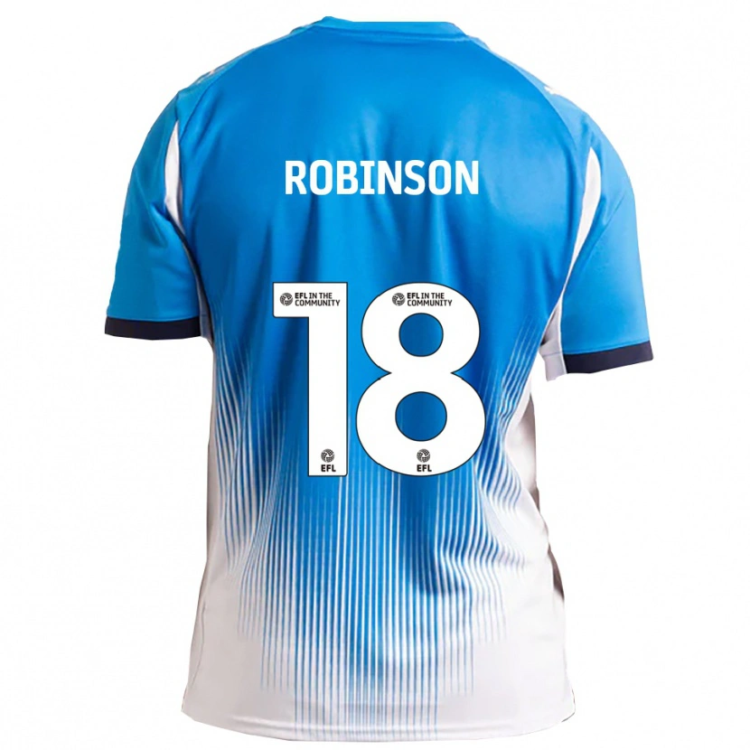 Danxen Bambino Maglia Josh Robinson #18 Blu Bianco Kit Gara Home 2025/26 Maglietta