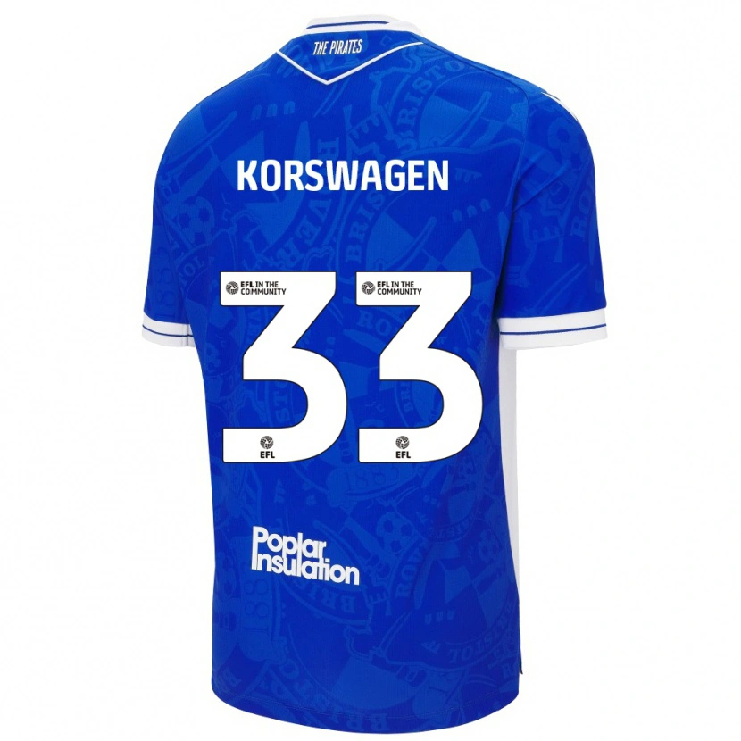 Danxen Bambino Maglia Mattijis Korswagen #33 Blu Bianco Kit Gara Home 2025/26 Maglietta