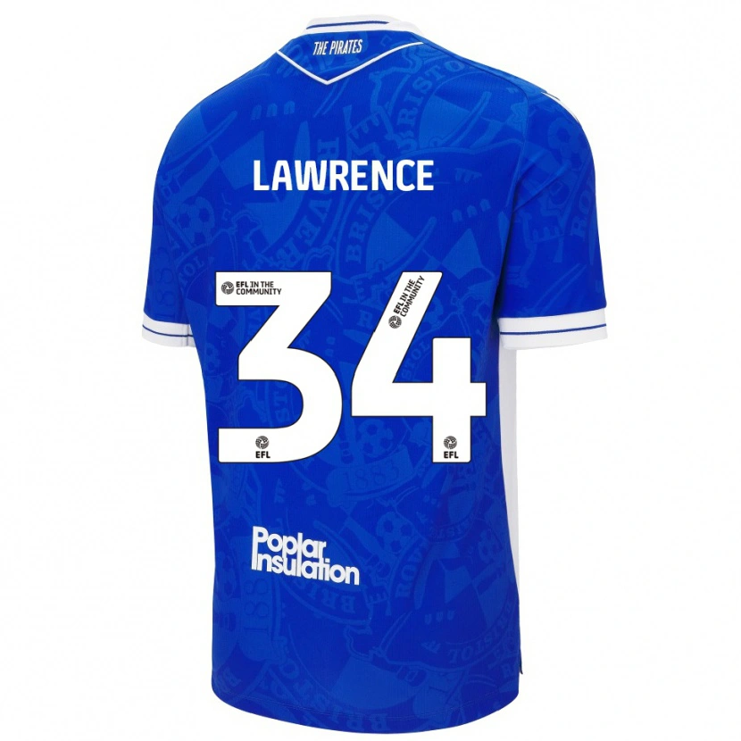 Danxen Bambino Maglia Jerry Lawrence #34 Blu Bianco Kit Gara Home 2025/26 Maglietta