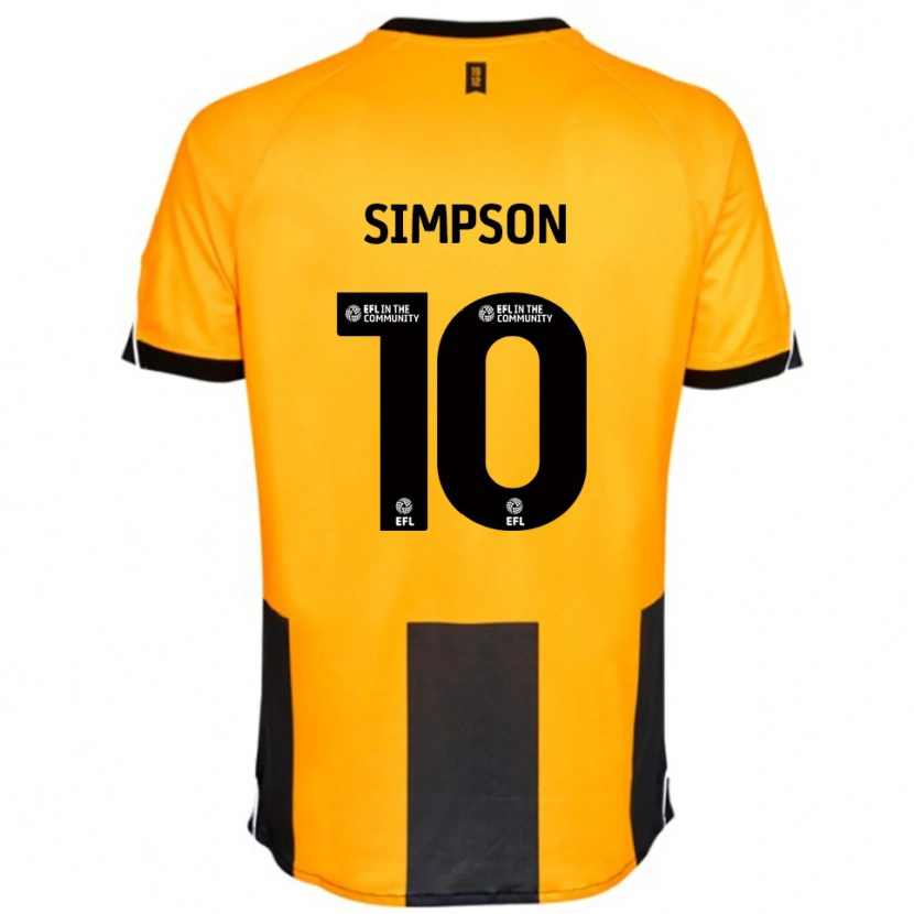 Danxen Bambino Maglia Harley-Jean Simpson #10 Arancione Nero Kit Gara Home 2025/26 Maglietta
