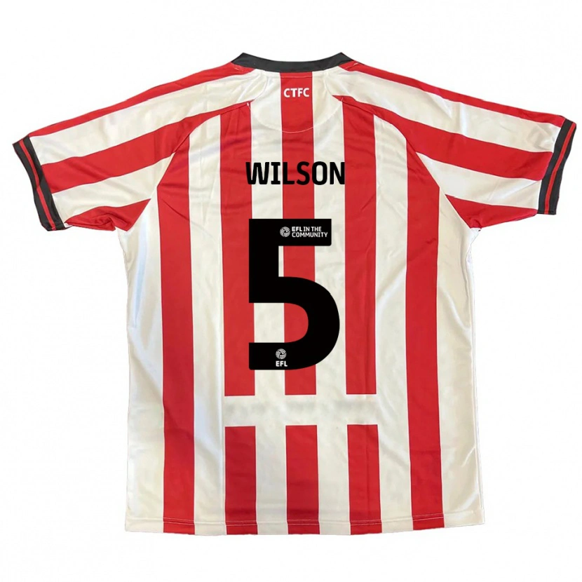 Danxen Bambino Maglia James Wilson #5 Rosso Bianco Nero Kit Gara Home 2025/26 Maglietta