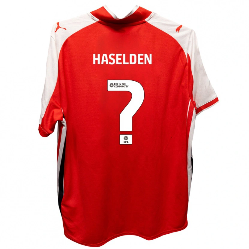 Danxen Bambino Maglia Fin Haselden #0 Rosso Bianco Kit Gara Home 2025/26 Maglietta