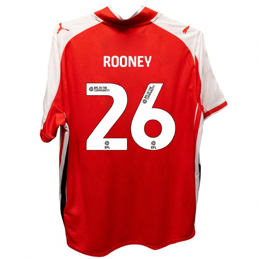 Danxen Bambino Maglia Shaun Rooney #26 Rosso Bianco Kit Gara Home 2025/26 Maglietta