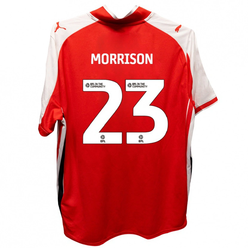 Danxen Bambino Maglia George Morrison #23 Rosso Bianco Kit Gara Home 2025/26 Maglietta