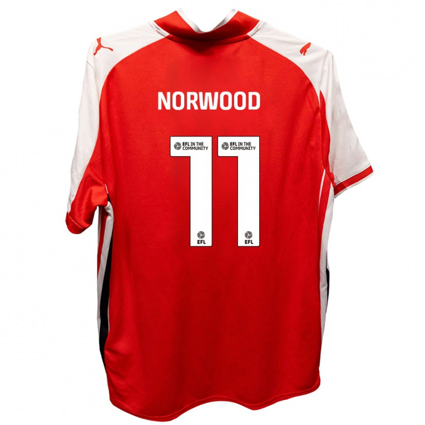 Danxen Bambino Maglia James Norwood #11 Rosso Bianco Kit Gara Home 2025/26 Maglietta