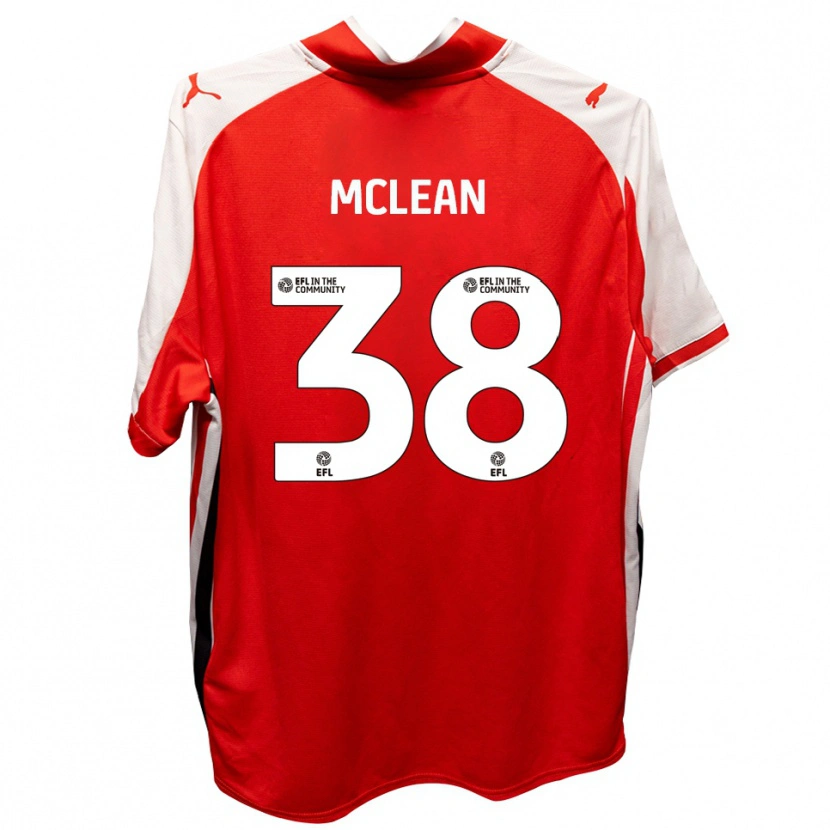 Danxen Bambino Maglia Crispin Mclean #38 Rosso Bianco Kit Gara Home 2025/26 Maglietta