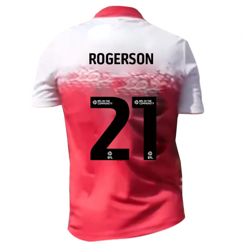 Danxen Bambino Maglia James Rogerson #21 Rosso Bianco Kit Gara Home 2025/26 Maglietta