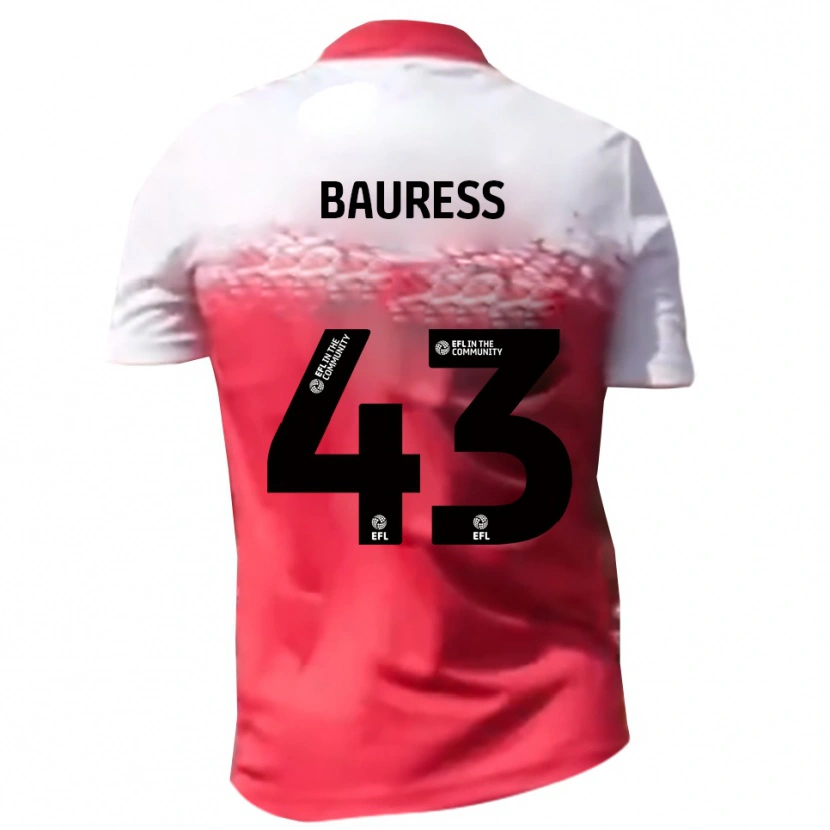 Danxen Bambino Maglia Joe Bauress #43 Rosso Bianco Kit Gara Home 2025/26 Maglietta
