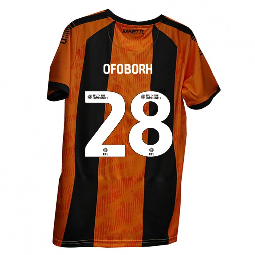Danxen Bambino Maglia Nnamdi Ofoborh #28 Arancione Nero Kit Gara Home 2025/26 Maglietta