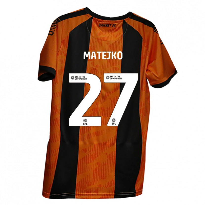 Danxen Bambino Maglia Patrick Matejko #27 Arancione Nero Kit Gara Home 2025/26 Maglietta