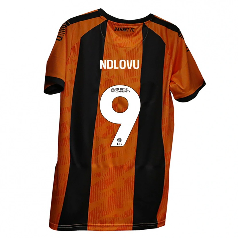 Danxen Bambino Maglia Lee Ndlovu #9 Arancione Nero Kit Gara Home 2025/26 Maglietta