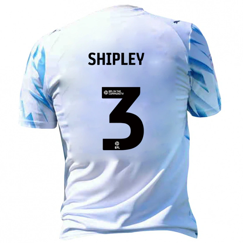 Danxen Bambino Maglia Lewis Shipley #3 Bianco Azzurro Kit Gara Home 2025/26 Maglietta