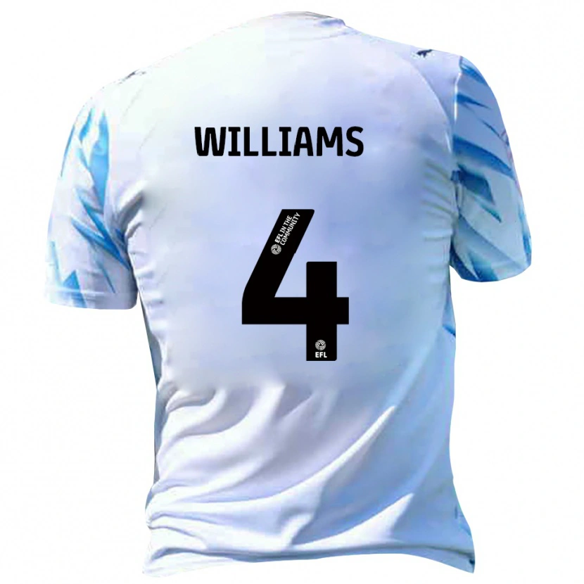 Danxen Bambino Maglia Mj Williams #4 Bianco Azzurro Kit Gara Home 2025/26 Maglietta