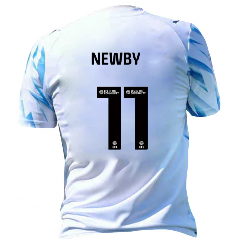 Danxen Bambino Maglia Elliot Newby #11 Bianco Azzurro Kit Gara Home 2025/26 Maglietta
