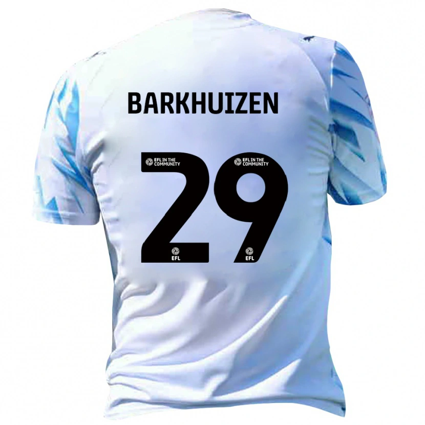 Danxen Bambino Maglia Tom Barkhuizen #29 Bianco Azzurro Kit Gara Home 2025/26 Maglietta