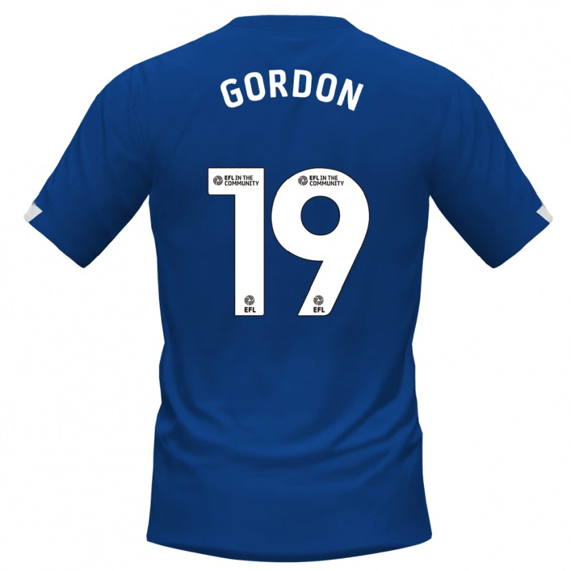 Danxen Bambino Maglia Lewis Gordon #19 Blu Bianco Kit Gara Home 2025/26 Maglietta