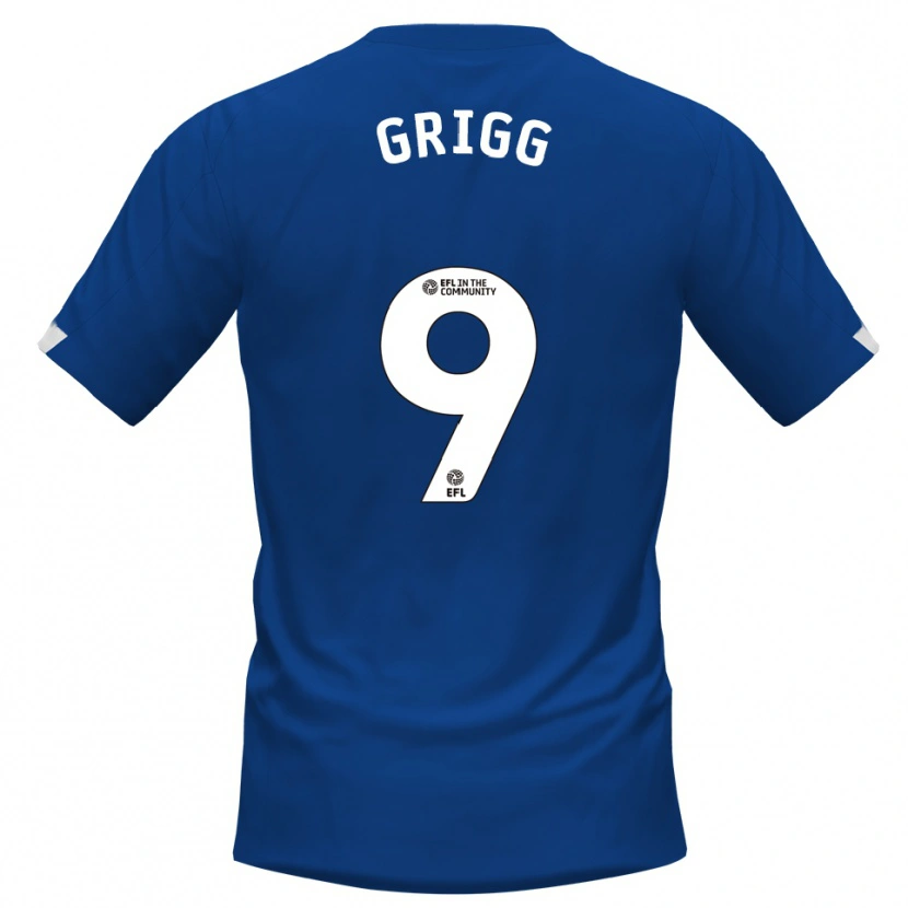 Danxen Bambino Maglia Will Grigg #9 Blu Bianco Kit Gara Home 2025/26 Maglietta