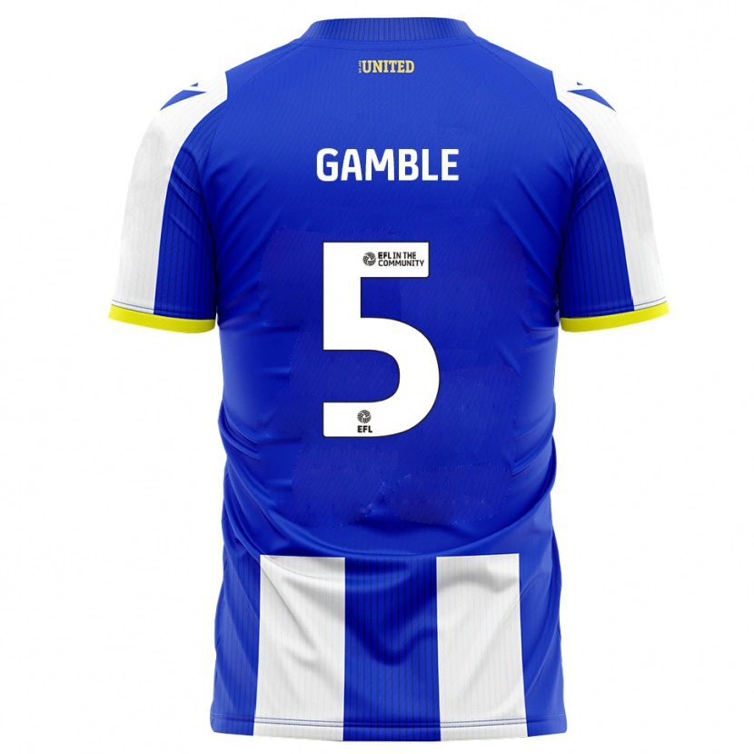 Danxen Bambino Maglia Niamh Gamble #5 Blu Bianco Kit Gara Home 2025/26 Maglietta
