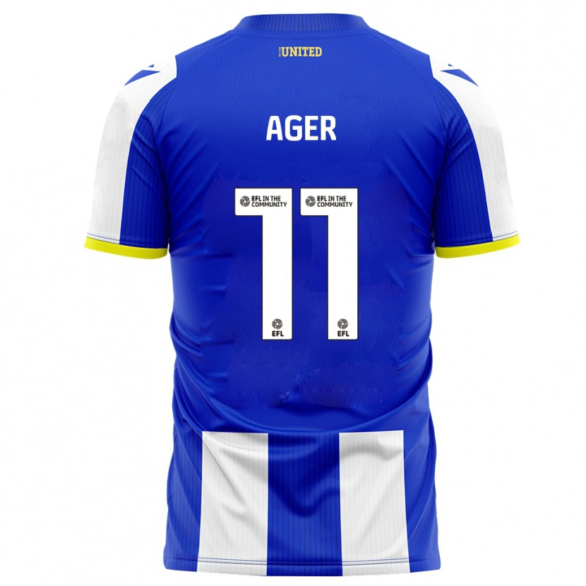 Danxen Bambino Maglia Emily Ager #11 Blu Bianco Kit Gara Home 2025/26 Maglietta