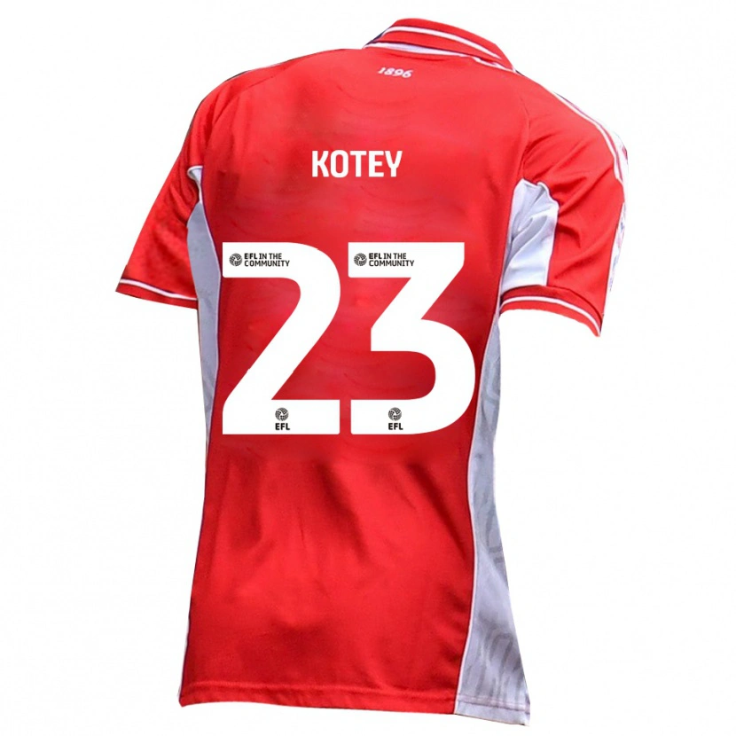 Danxen Bambino Maglia Fate Kotey #23 Rosso Bianco Kit Gara Home 2025/26 Maglietta